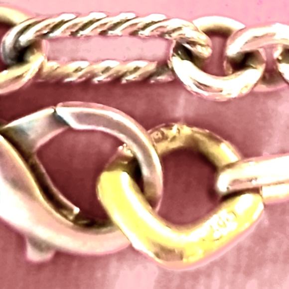 Y2k DAVID YURMAN Twist Sterling Silver Links 18k Clasp Claw Figaro 32" Necklace - Picture 12 of 16